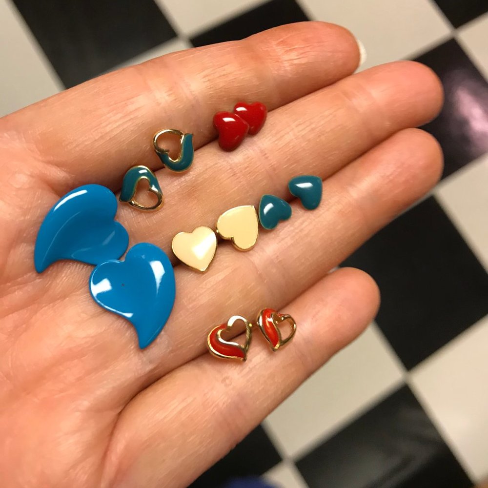 Vintage Bundle 6 Pairs Heart Earrings